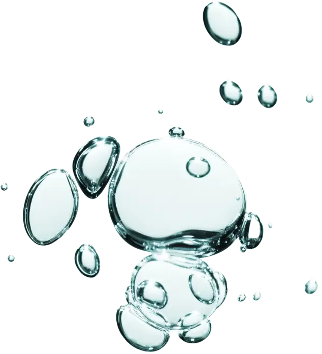 Close-up of water droplets against a transparent background.