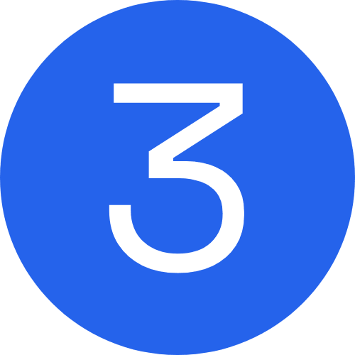 Blue circular icon with the white number 3 in the center.