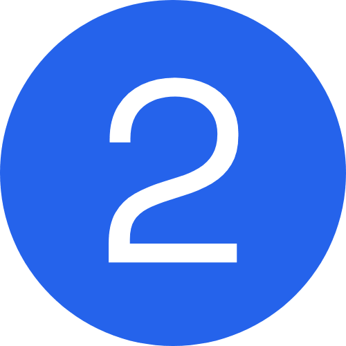 Blue circle with a large white number 2 in the center.