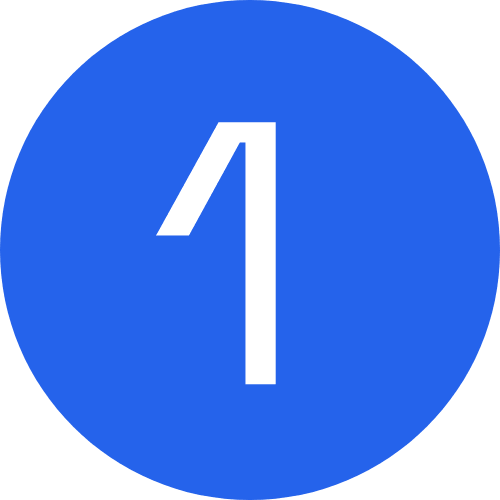 A blue circle with a white number 1 in the center.