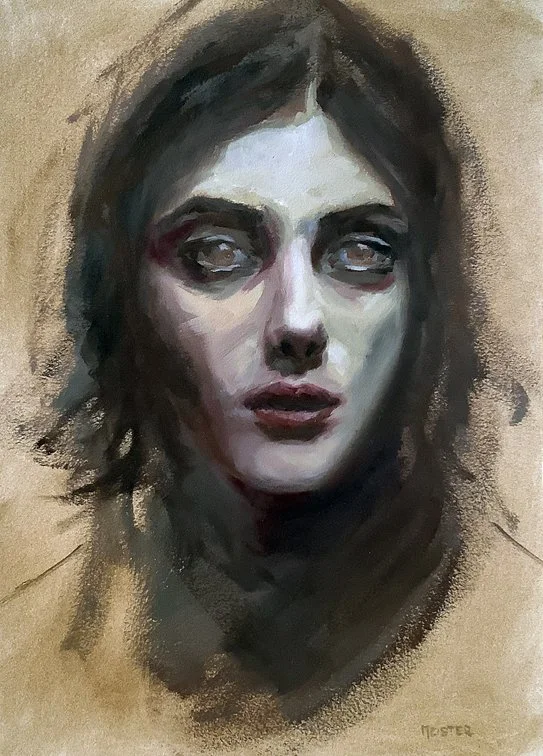 Portrait painting by Aurelia Meister, oil on paper