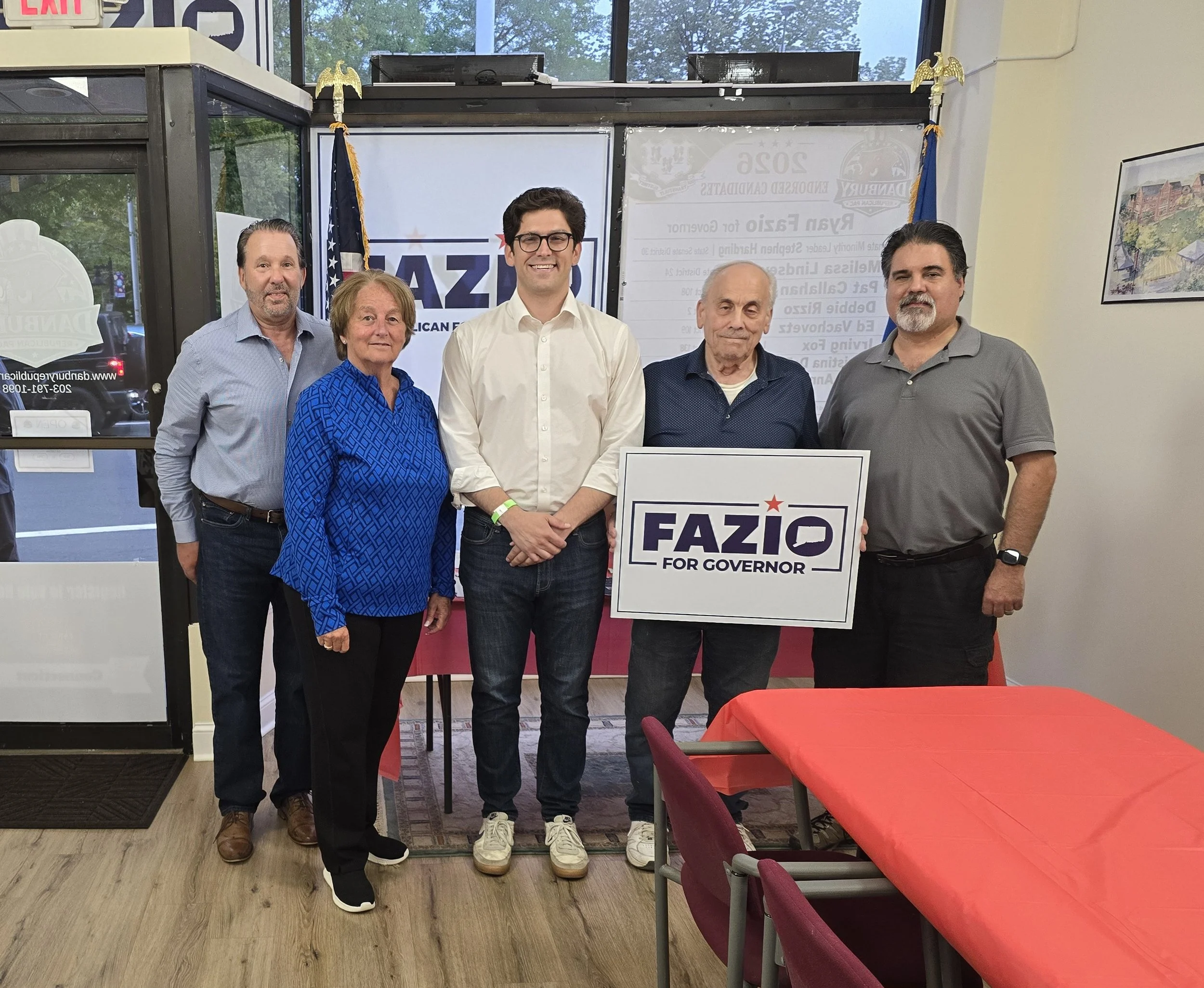 Mike Henry, Jan Giegler, Ryan Fazio, Warren Levy, Rob Melillo at the Danbury PAC Office