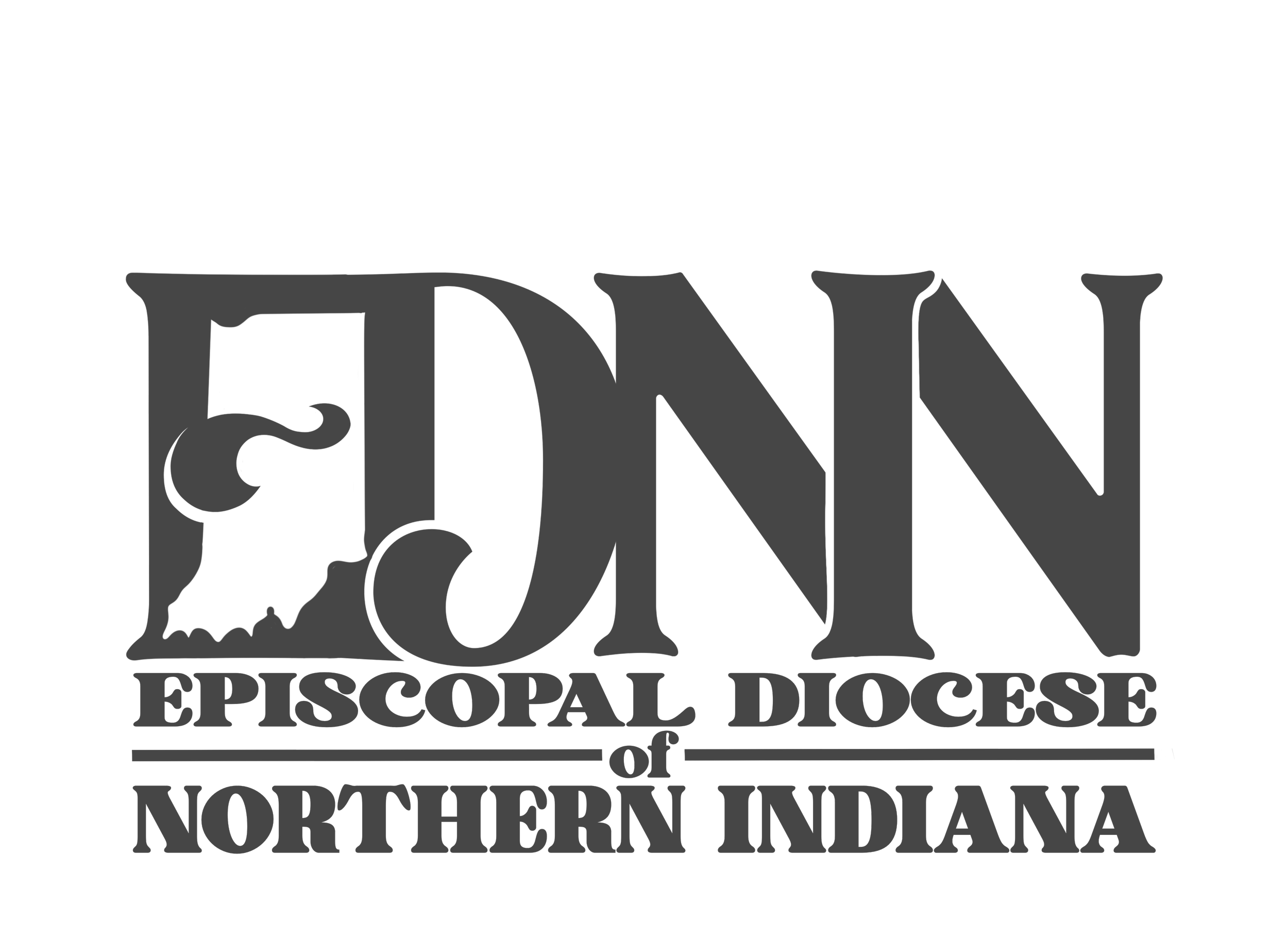 Logo of the Episcopal Diocese of Northern Indiana with a stylized cross and church imagery in black and gray.