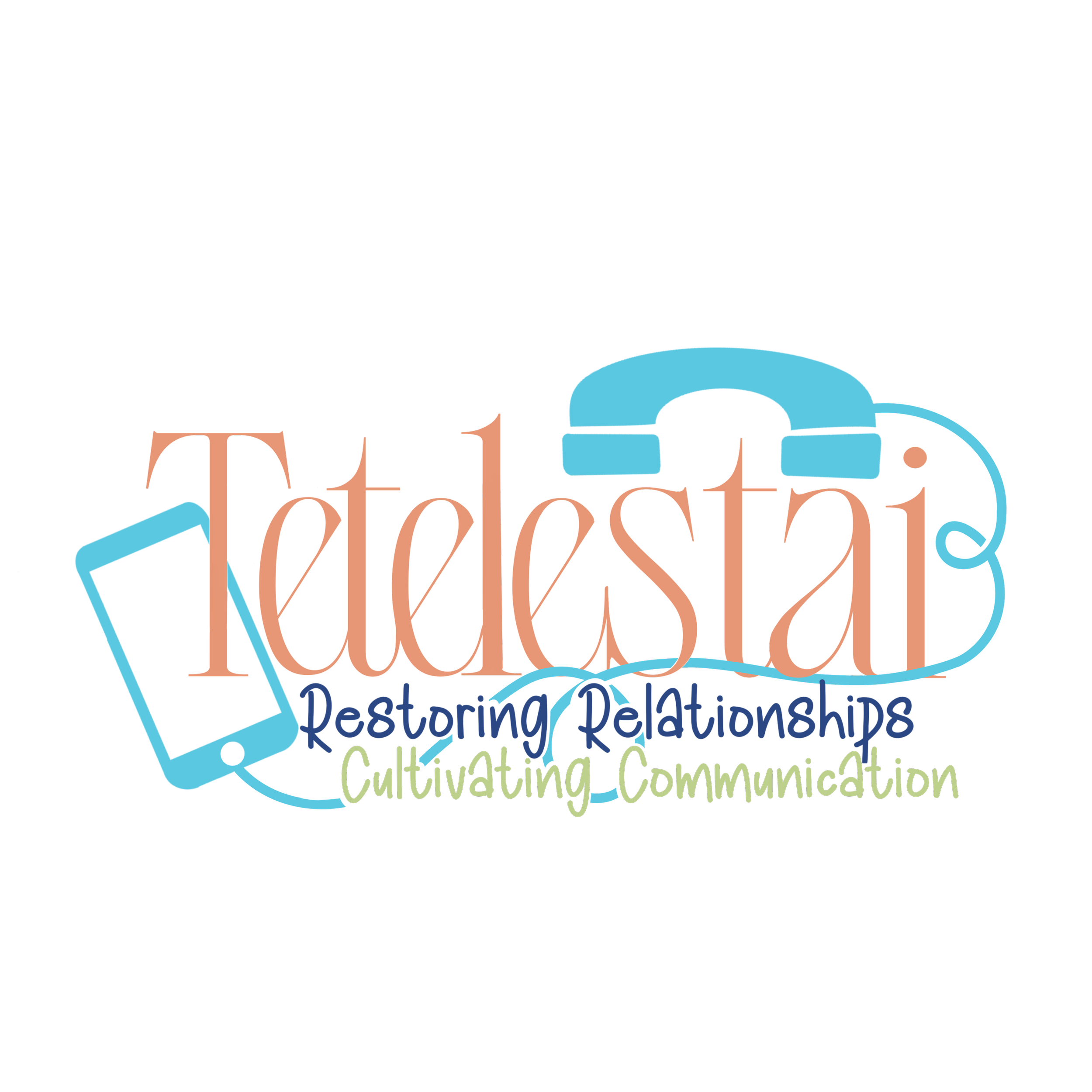 The logo features a blue telephone icon with curved wires, and text with words like 'Relationship,' 'Detangling,' 'Cultivating,' and 'Community,' arranged around and integrated into the design.