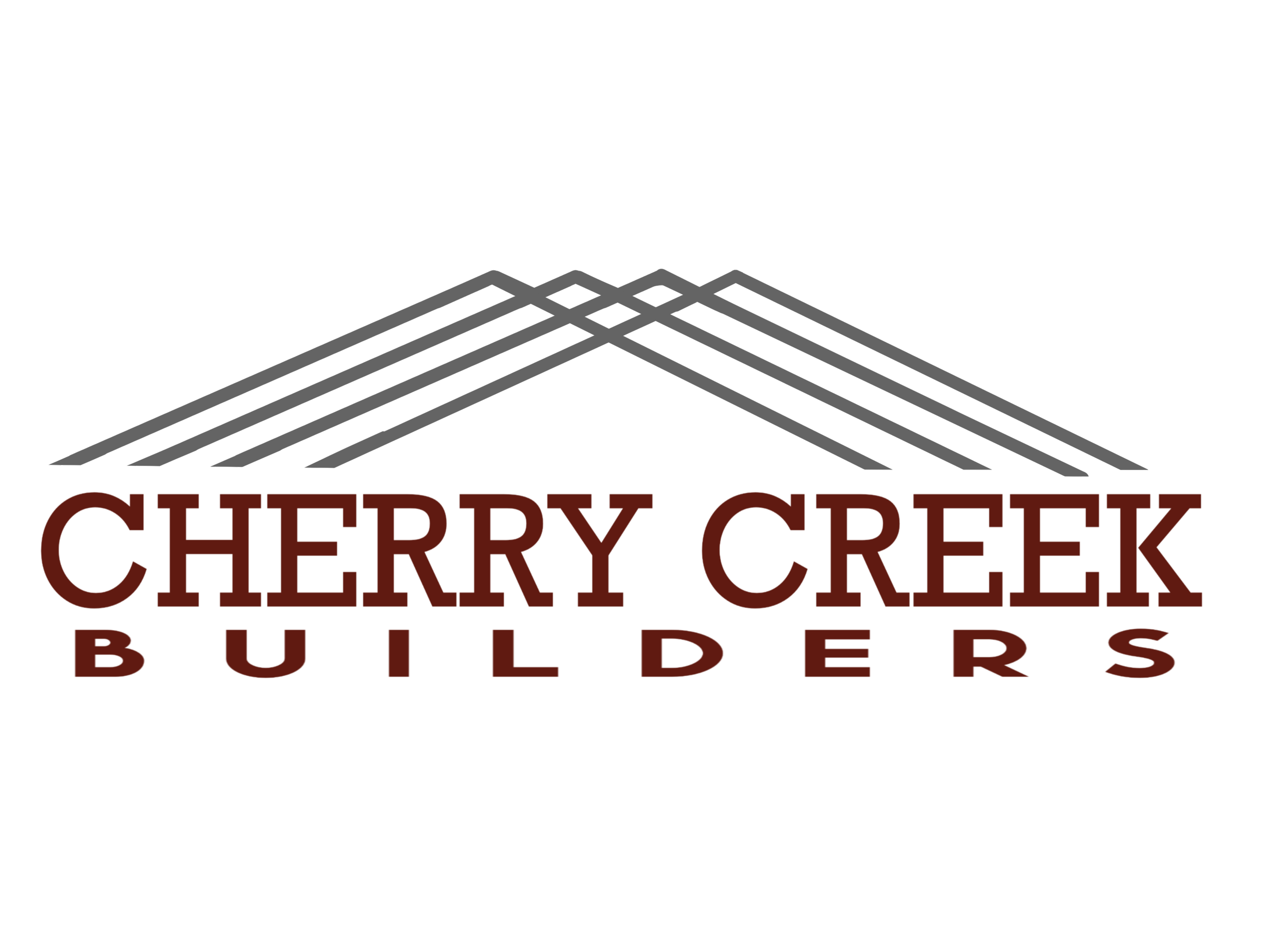 Logo for Cherry Creek Builders featuring abstract mountain peaks in gray above the text 'Cherry Creek Builders' in red.
