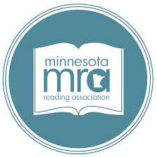 Minnesota Reading Association logo featuring an open book with the state of Minnesota outline.