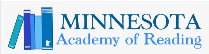 Logo of the Minnesota Academy of Reading with four stacked books in blue and teal on the left and the text 'MINNESOTA Academy of Reading' on the right.