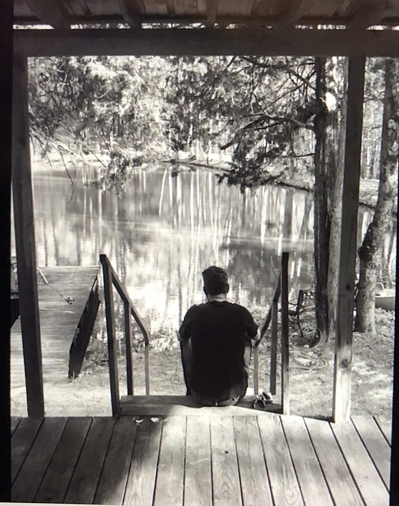 Shane Brown at Tula, looking across the pond to The Shack
