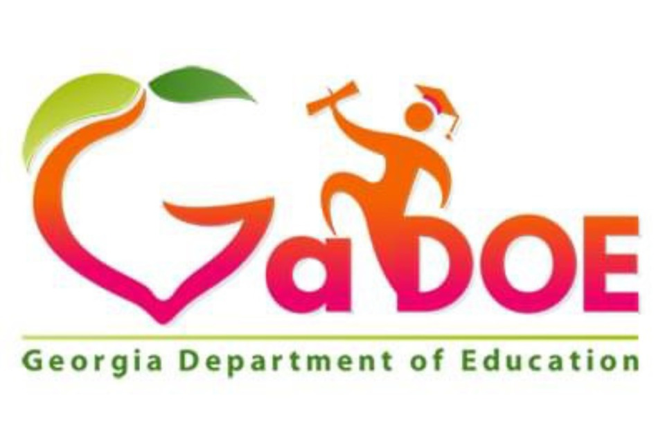 Colorful logo of Georgia Department of Education with a heart, a stylized figure, and the text 'G a DOE'.