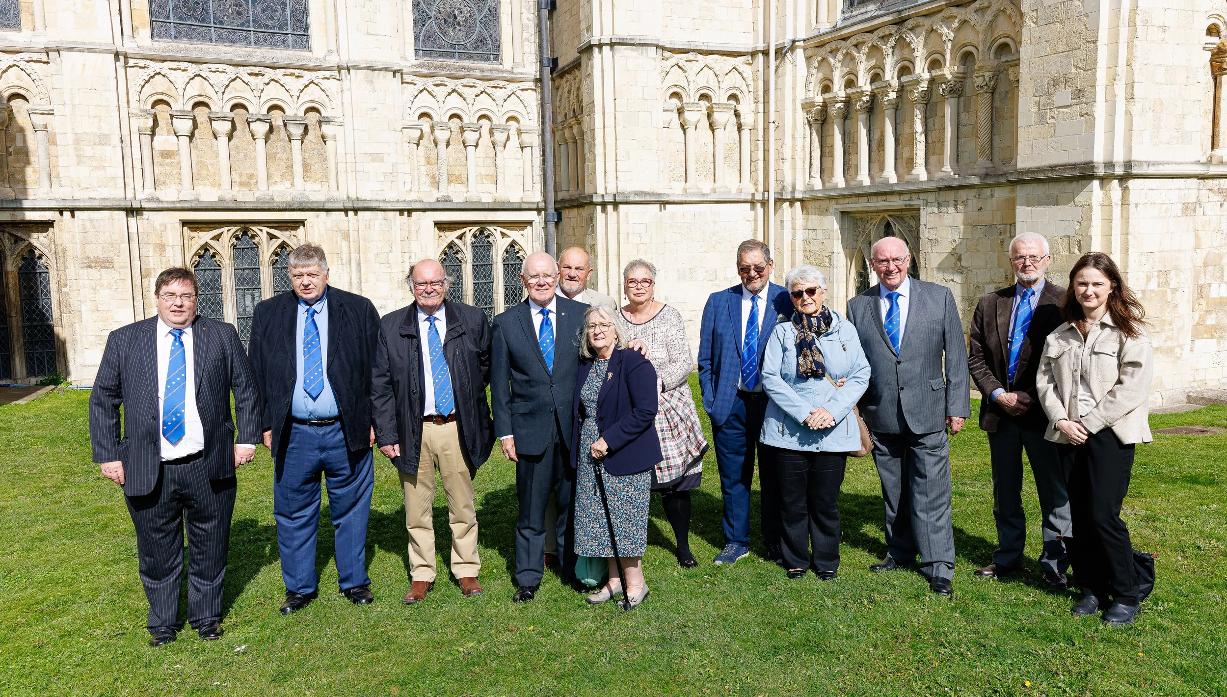 Sir Knights and partners stood outside Canterbury Cathedral during the 2025 Pilgrimage