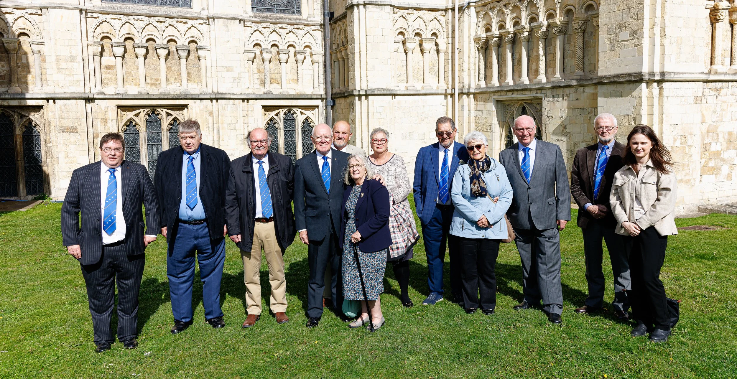 Sir Knights and partners stood outside Canterbury Cathedral during the 2025 Pilgrimage
