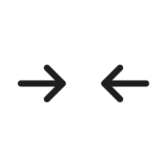 Black arrows pointing in opposite directions (against one another), right and left. Controversy, challenge.