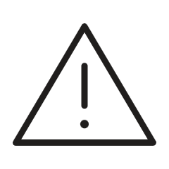 Warning sign with a triangle and an exclamation mark inside.