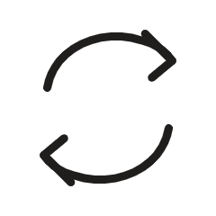 Two black circular arrows forming a recycling or refresh symbol.