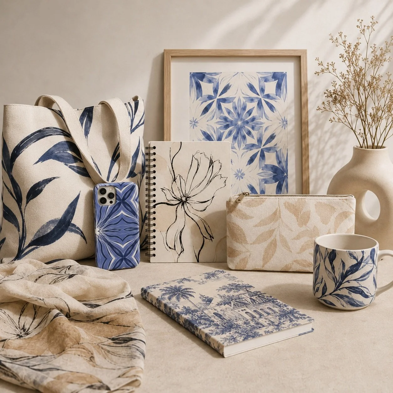 One visual language, many possibilities.
YASECA patterns imagined across objects, textiles and everyday essentials.