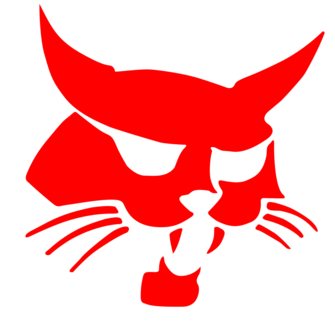 A red stylized cartoon cat face with large pointed ears, sharp eyes, and whiskers, on a white background.
