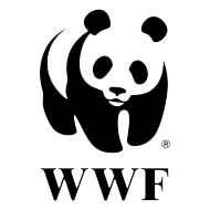 Der WWF-Logo, ein stilisierter Panda in Schwarz-Weißen Farben, unter dem der Schriftzug 'WWF'.