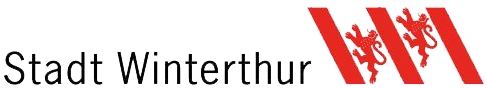 Logo der Stadt Winterthur mit roten Streifen und schwarzen Text