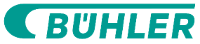 Logo der Marke BÜHLER in grüner Schrift auf weißem Hintergrund