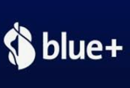 Blue Plus Logo mit weißem Symbol auf blauem Hintergrund