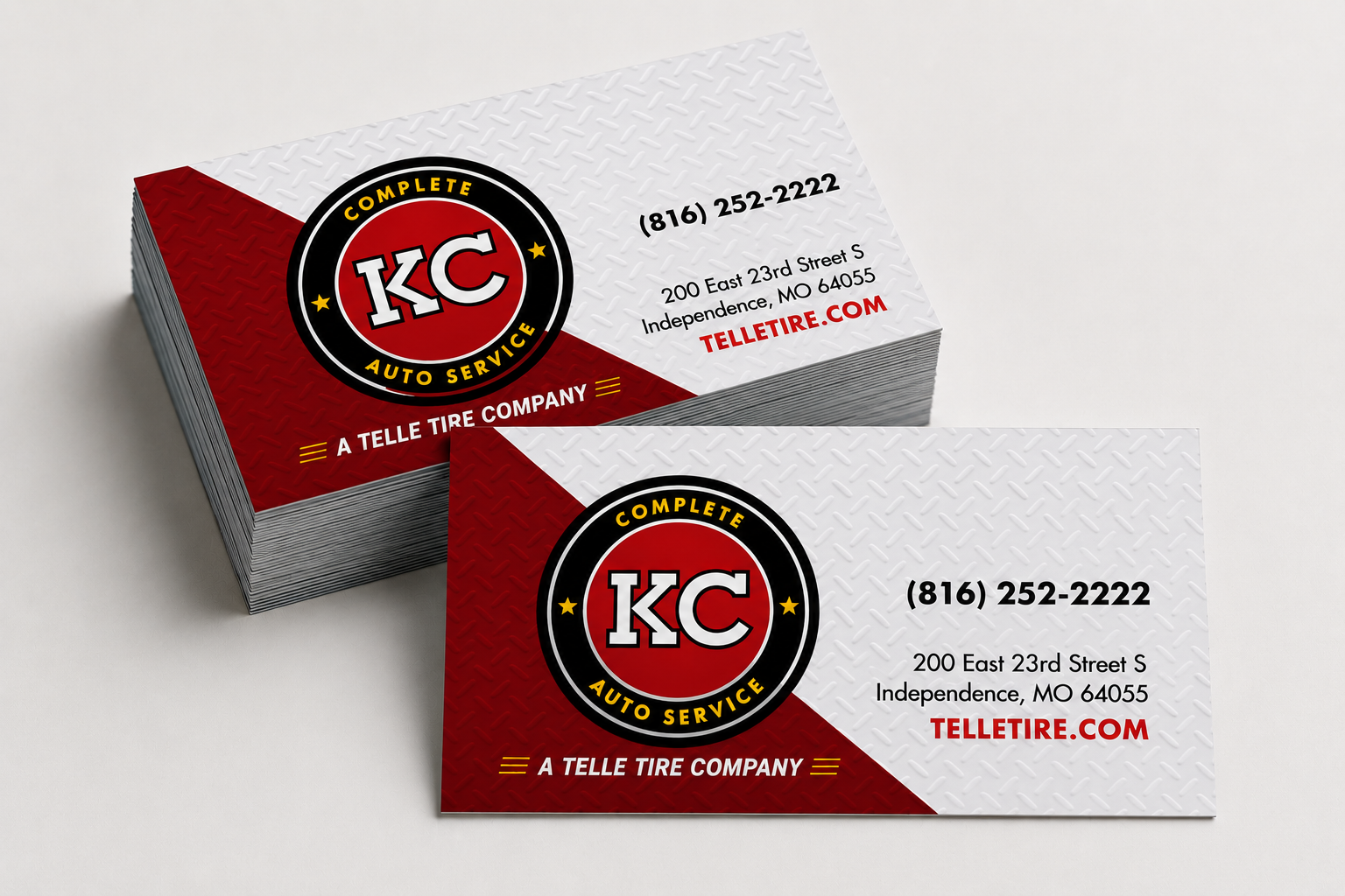 Business card for multi-location independent tire dealer.