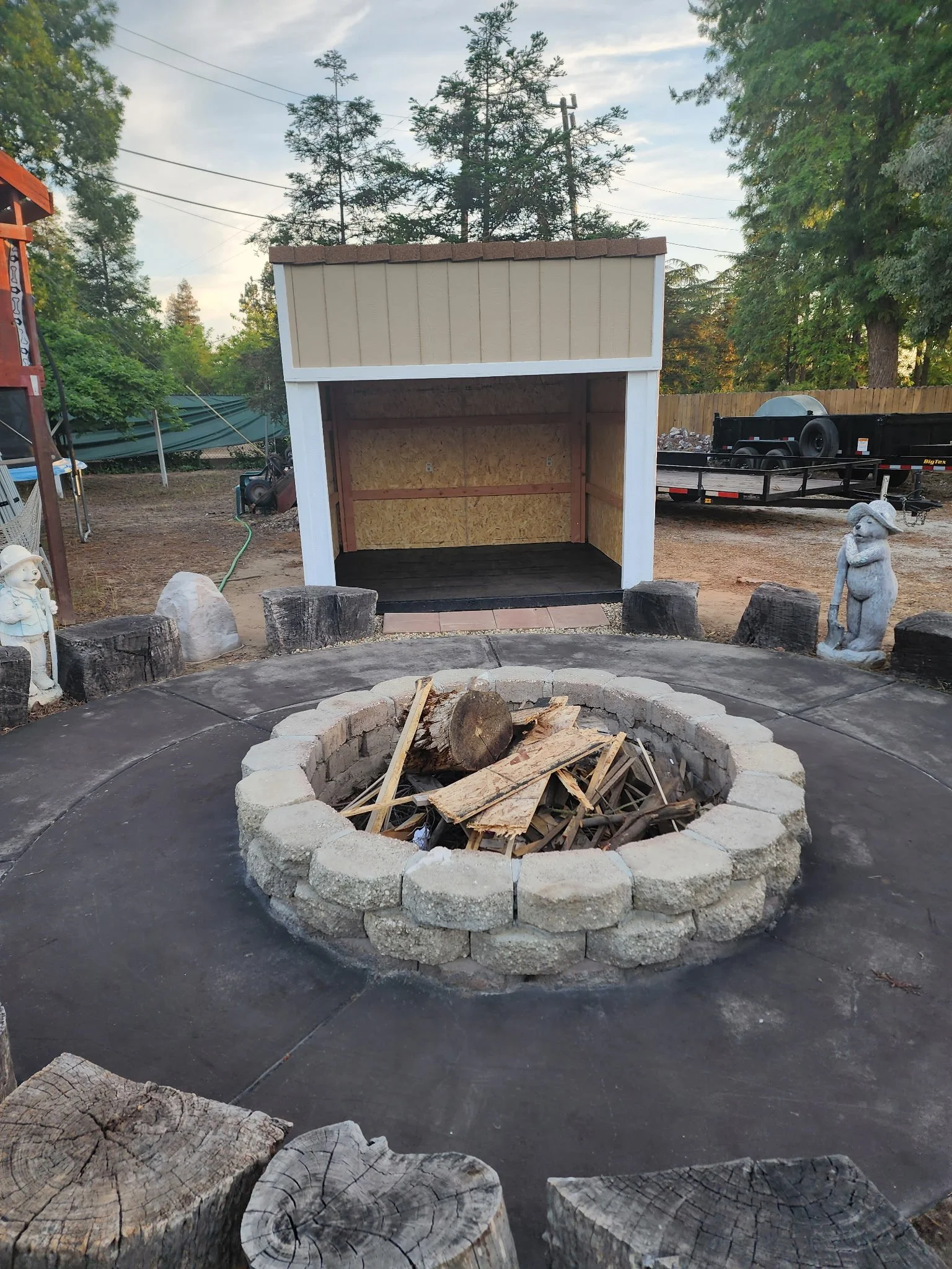 Custom Wood Shed & Fire Pit