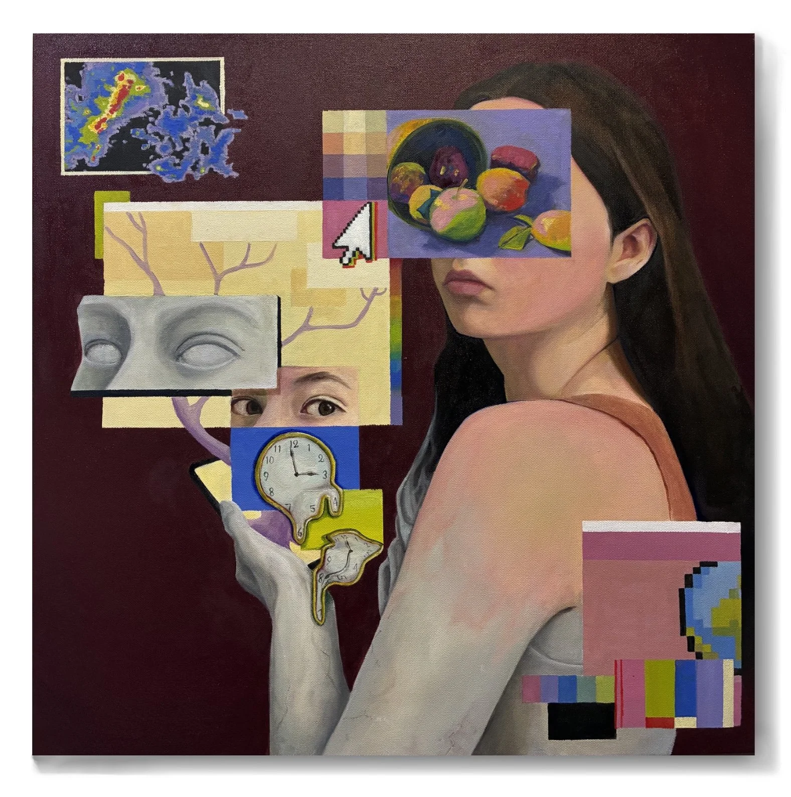 Screens and Stones, 2025, Oil on Canvas, 24" x 24"