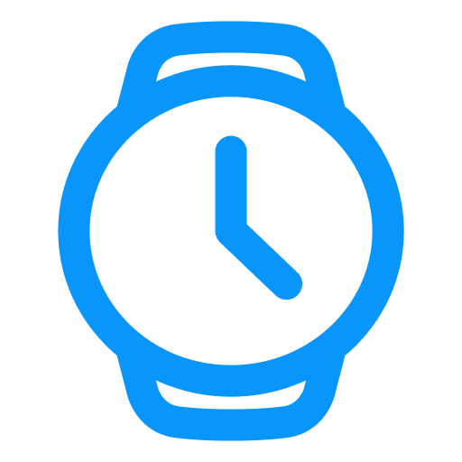 Blue smartwatch icon showing the time