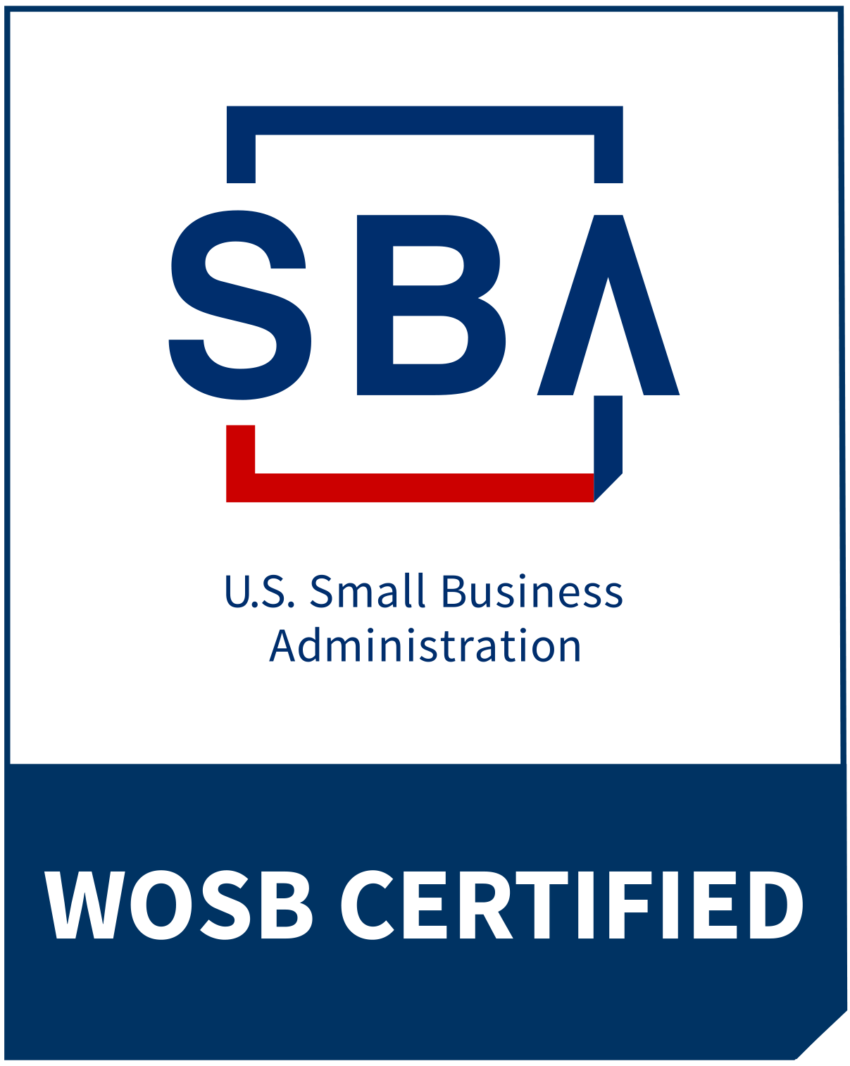Logo of the U.S. Small Business Administration with the text "WOSB Certified".