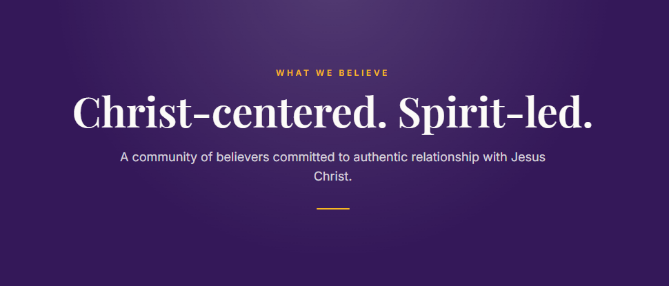 JCWC beliefs graphic: Christ-centered, Spirit-led.