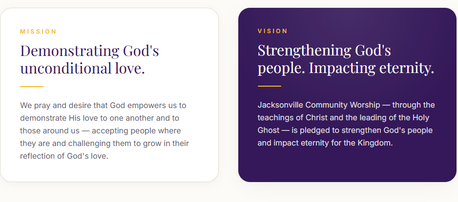 JCWC mission and vision: demonstrating God's love and strengthening God's people.
