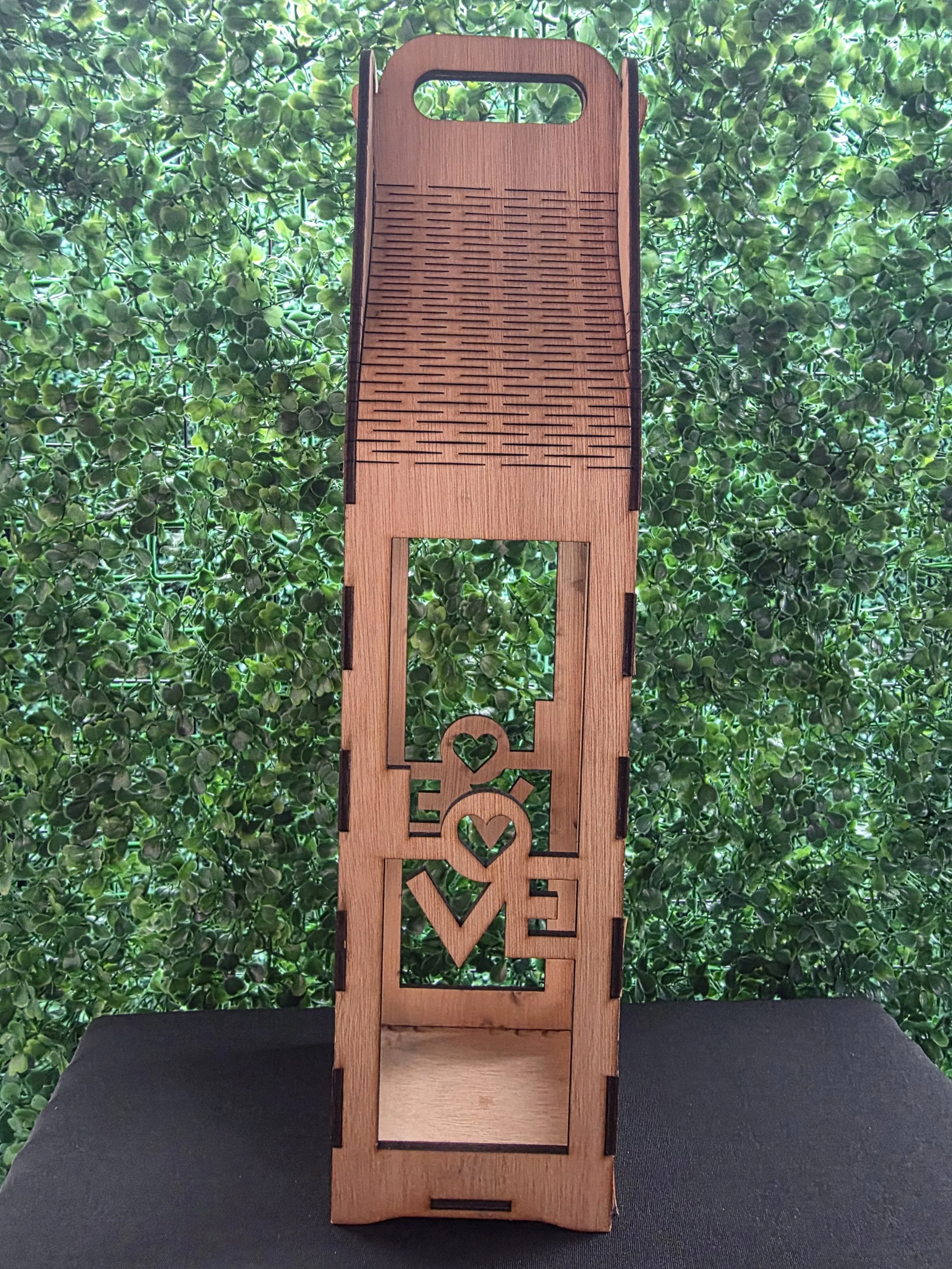 LOVE Wooden Bottle Gift Holder