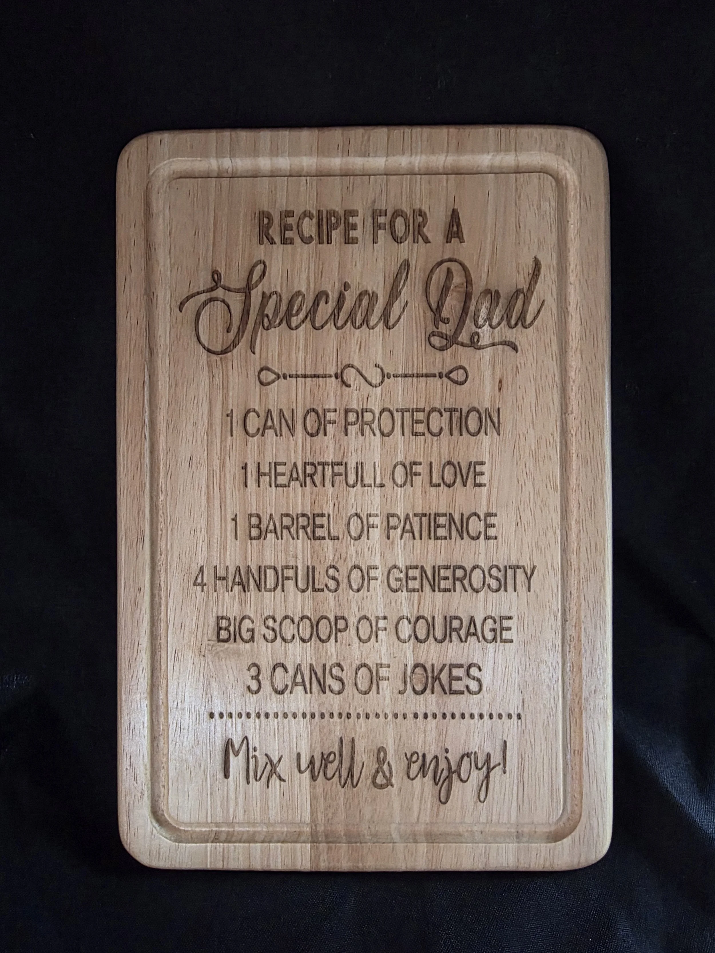 Recipe for a Special Dad Wooden Chopping Board