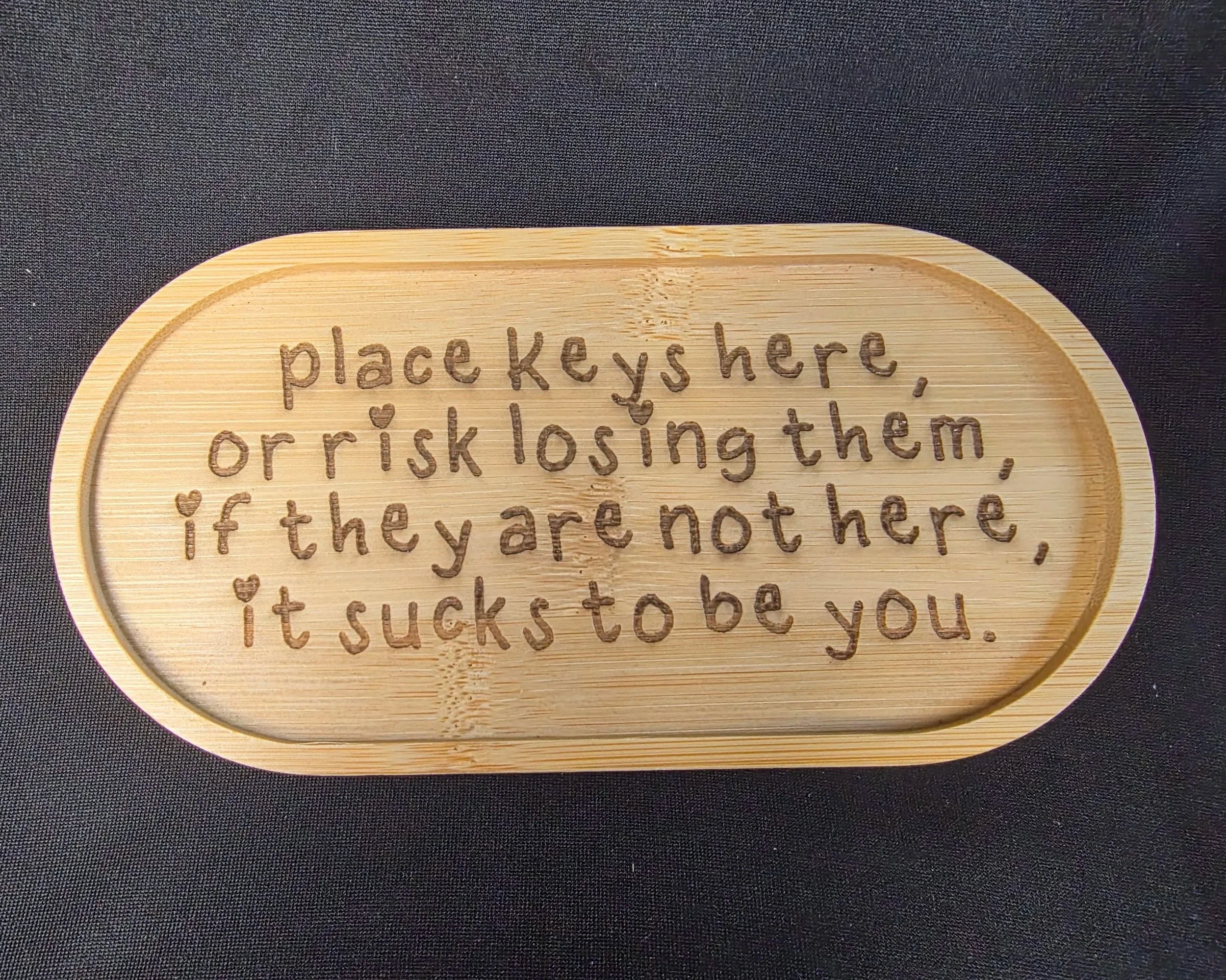 Keys Here Wooden Trinket Tray
