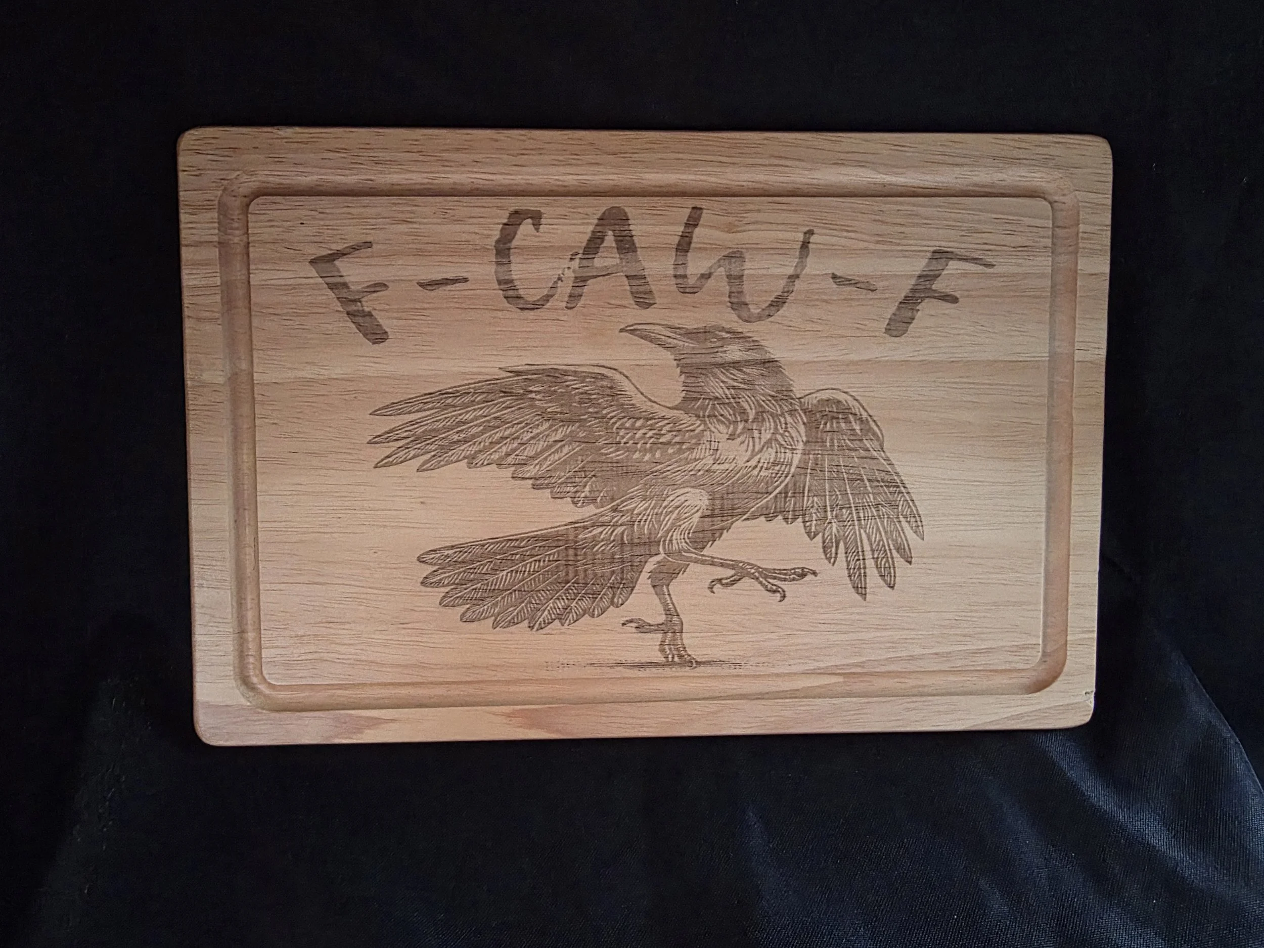 F-Caw-F Raven Wooden Chopping Board