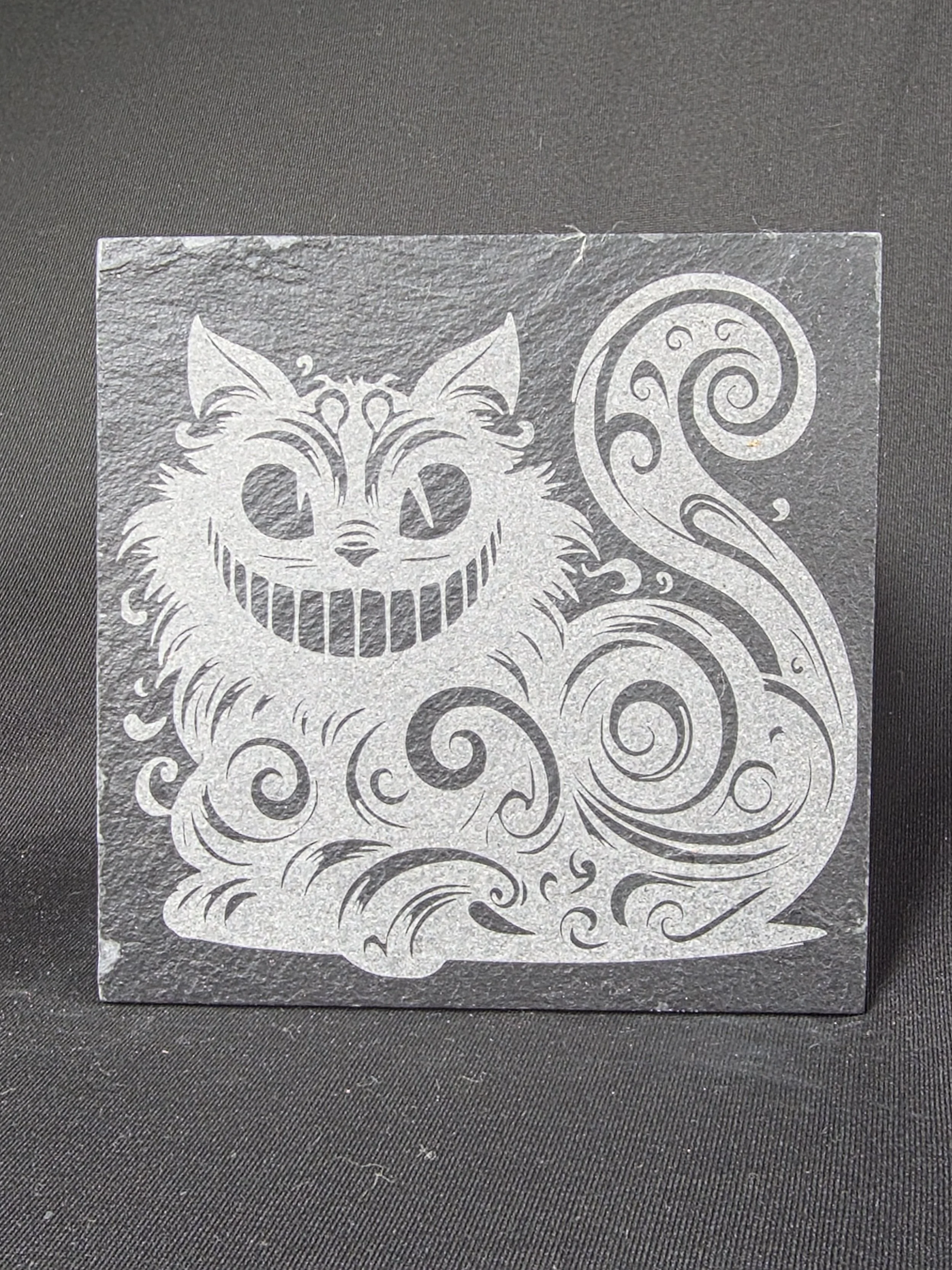 Mischievous Grinning Cat Slate Coaster
