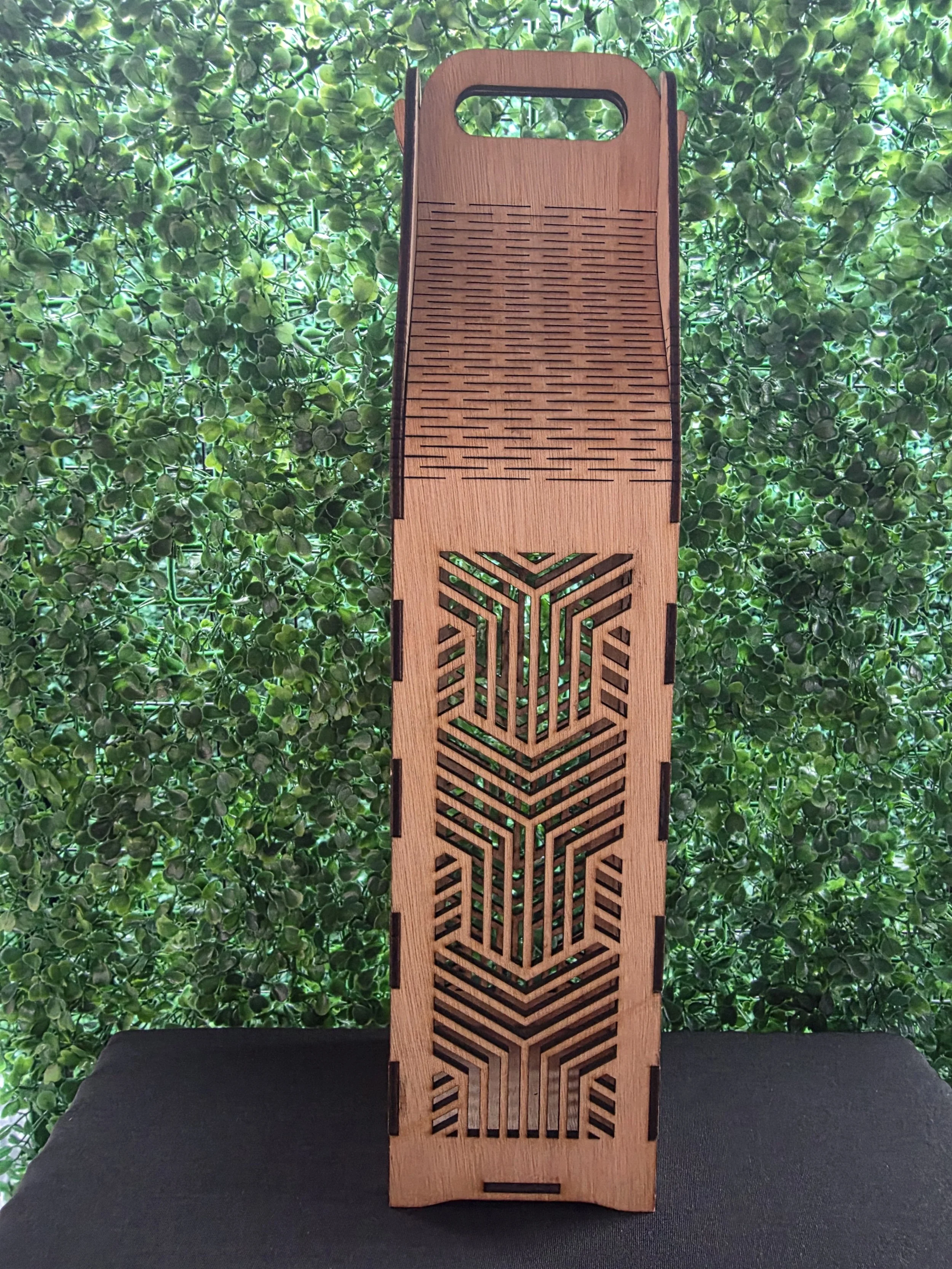 Geometric Wooden Bottle Gift Holder