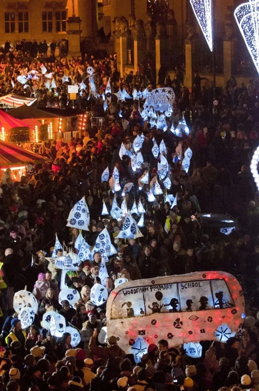 Large community lantern parade created as part of a CreatingART participatory arts project.