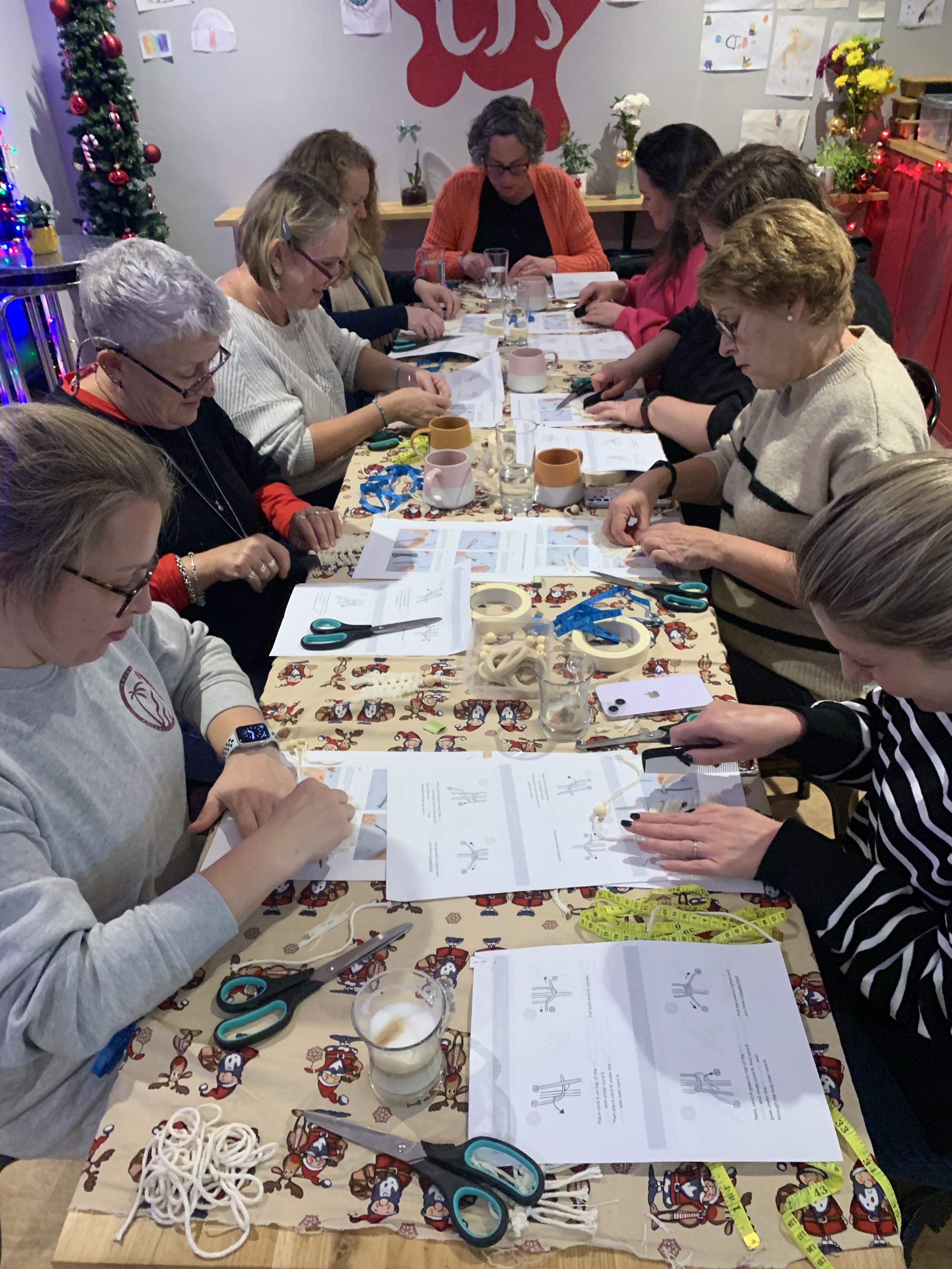 Adults taking part in a private group creative workshop with CreatingART in Wales.