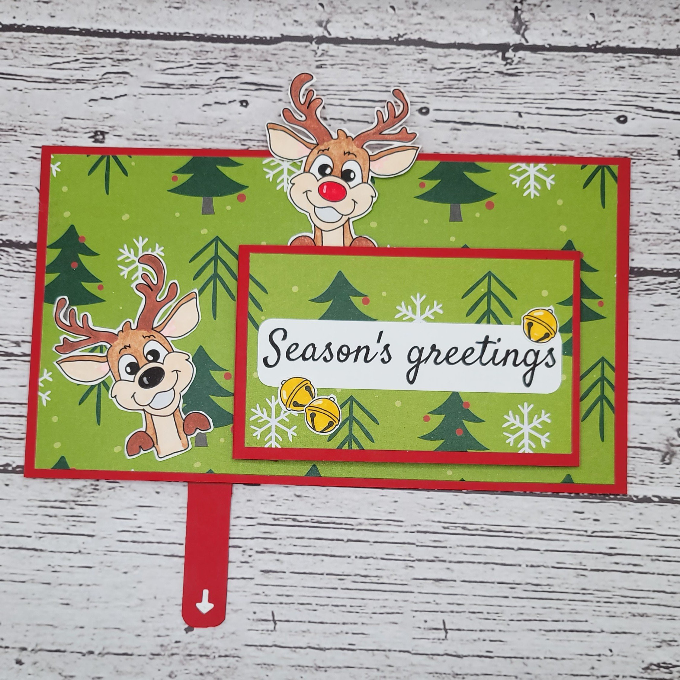 Surprise Reindeer Swing Arm Card