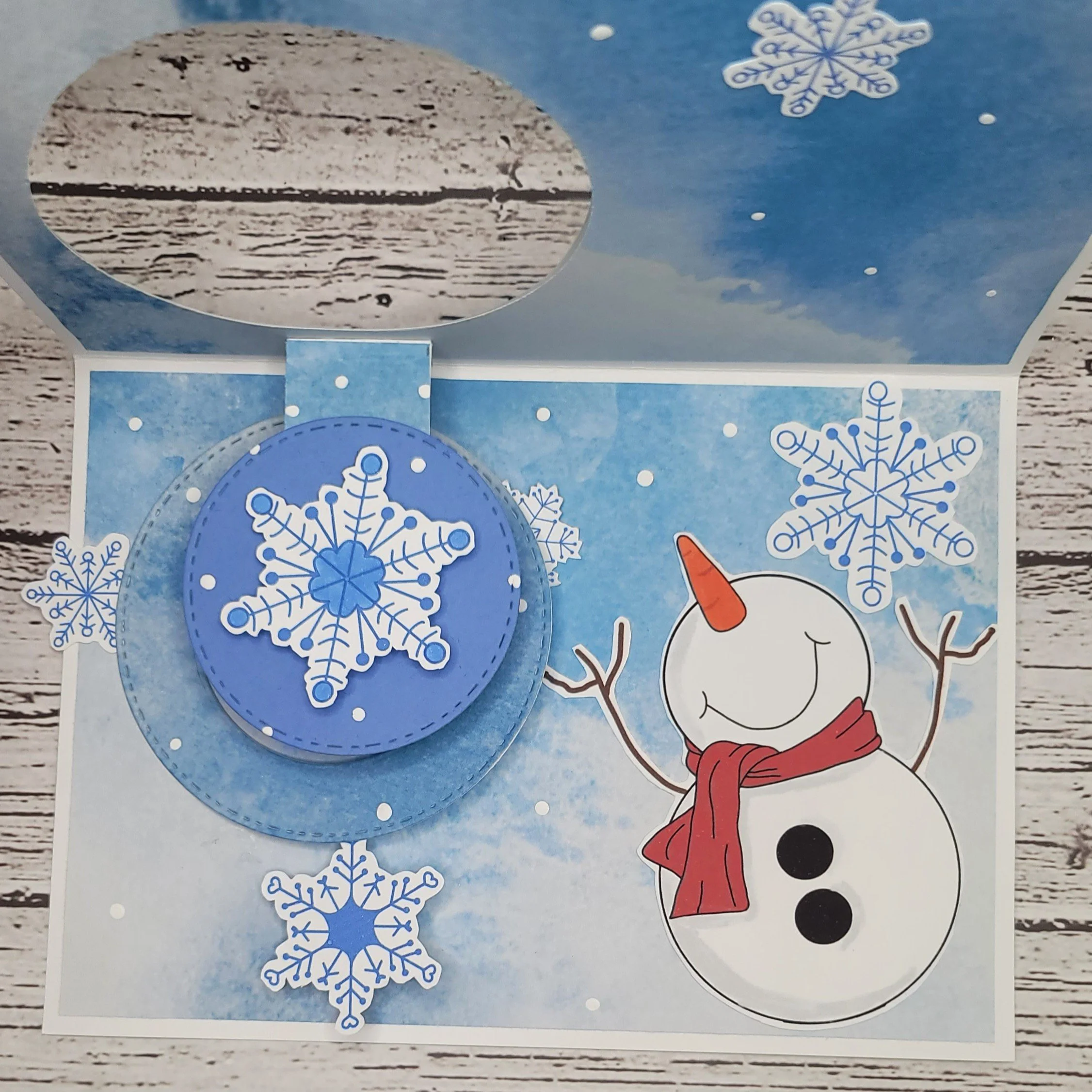 Double Rotating Snowflake Card   - with added snowflake spinner