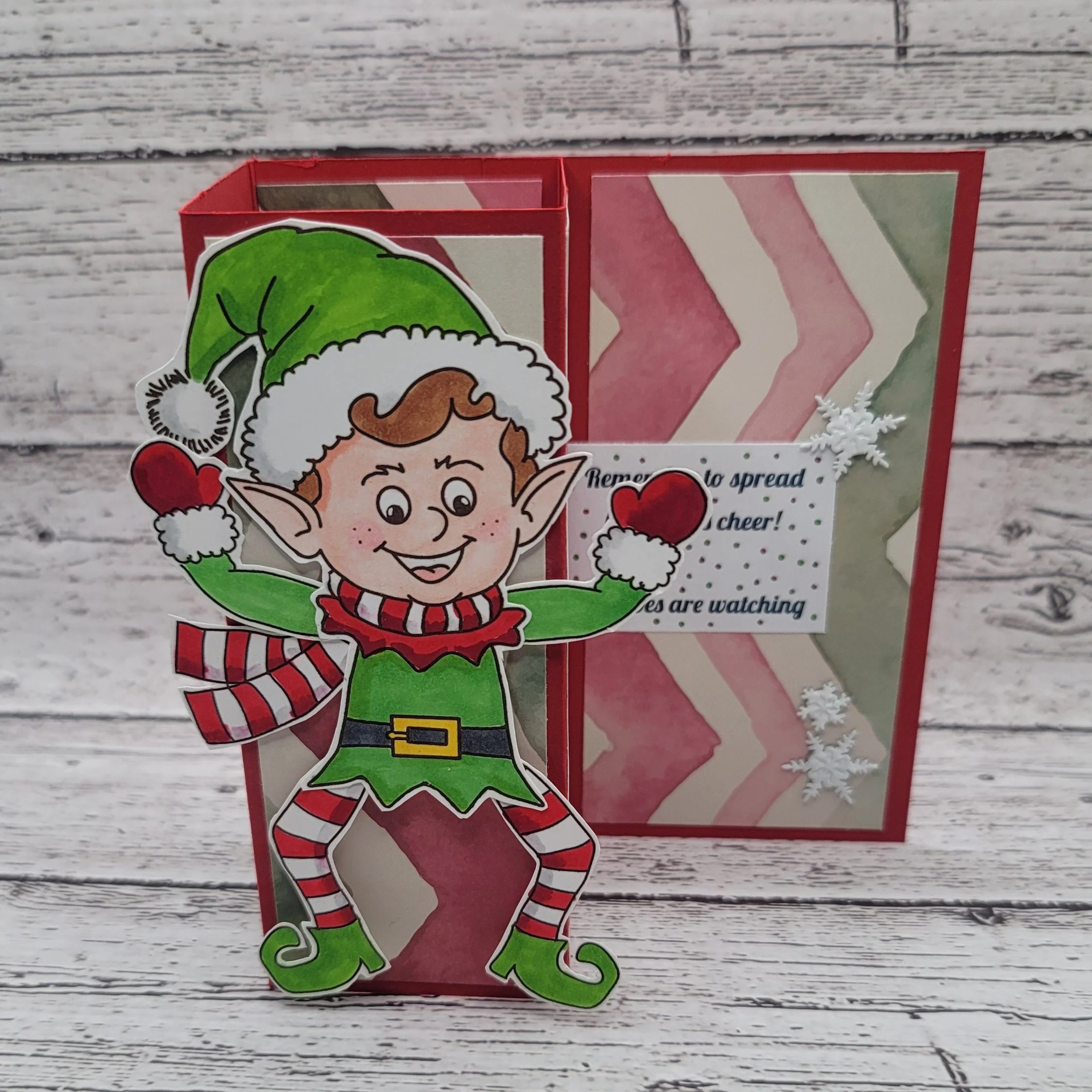 Holiday Whimsy   - Column Card with Swinging Elf