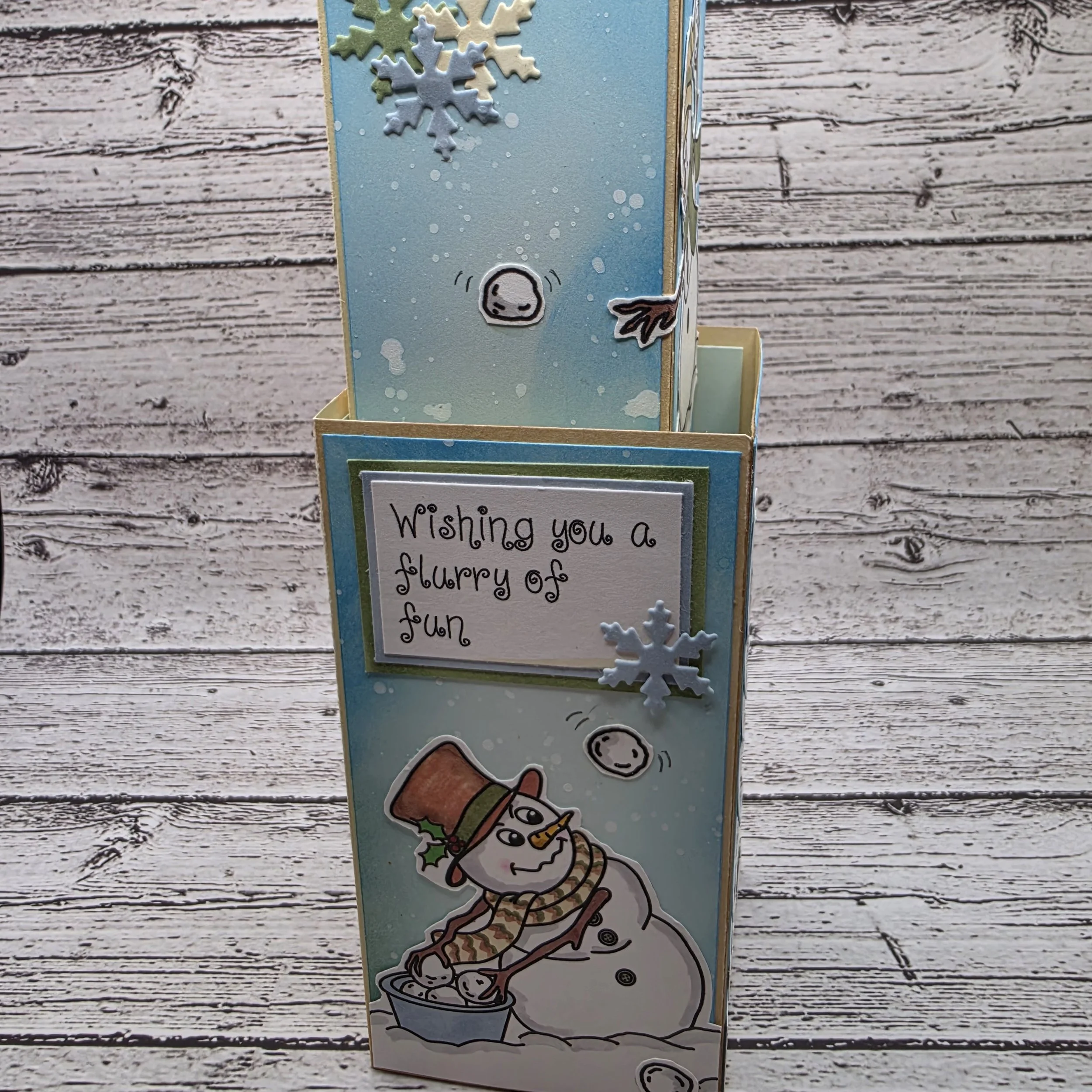 Christmas in July - Snowmen Stacked Cube Card  