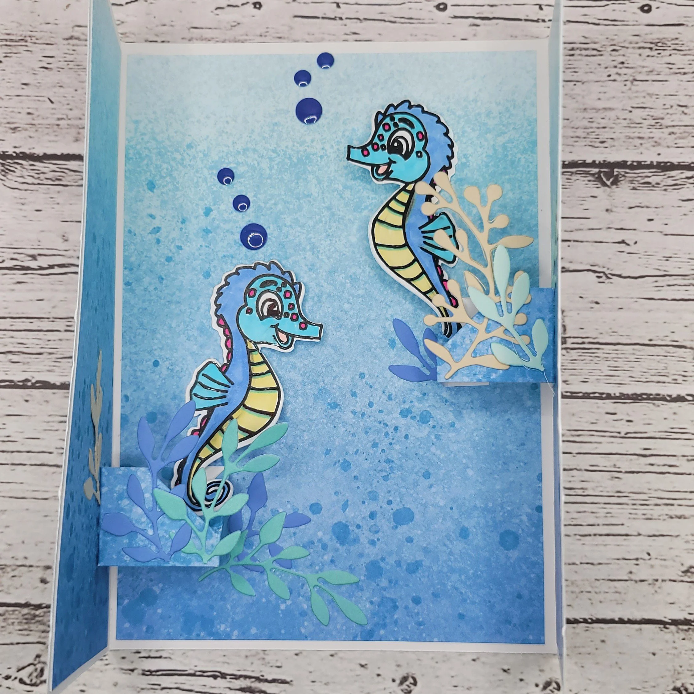 Seahorse Trifold Pop-up Card