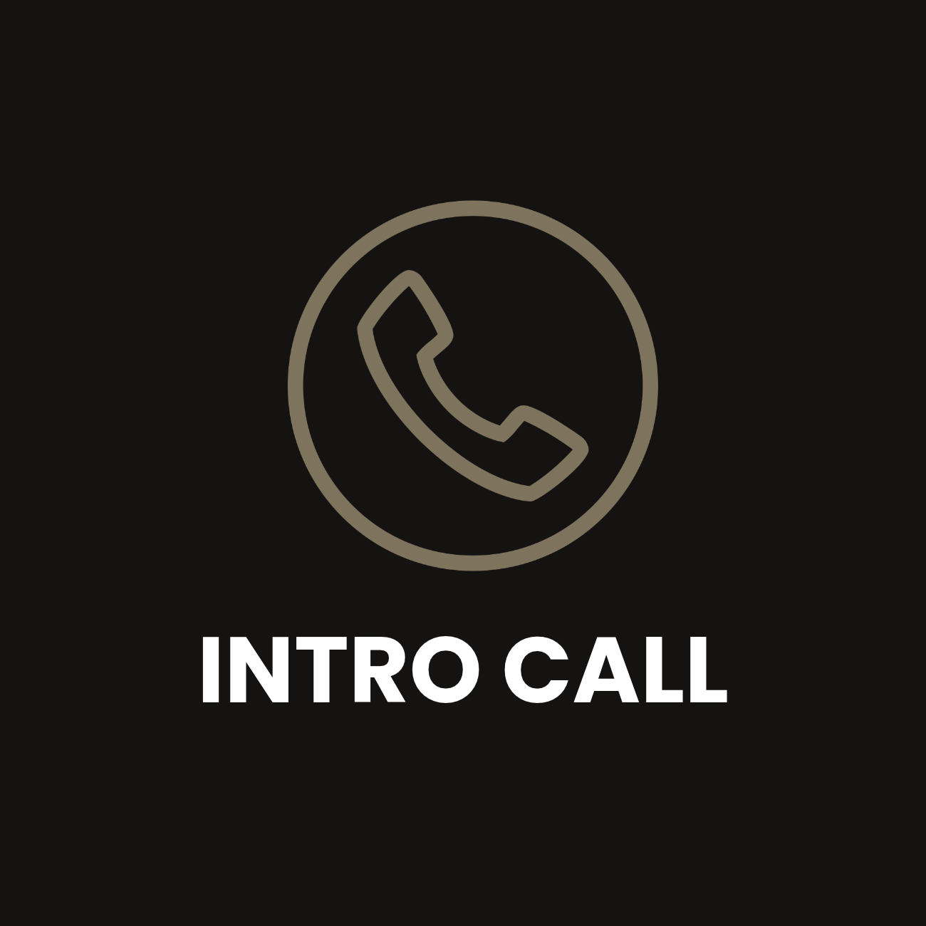 Silhouette of a phone inside a circle with the text 'Intro Call' beneath it on a black background.