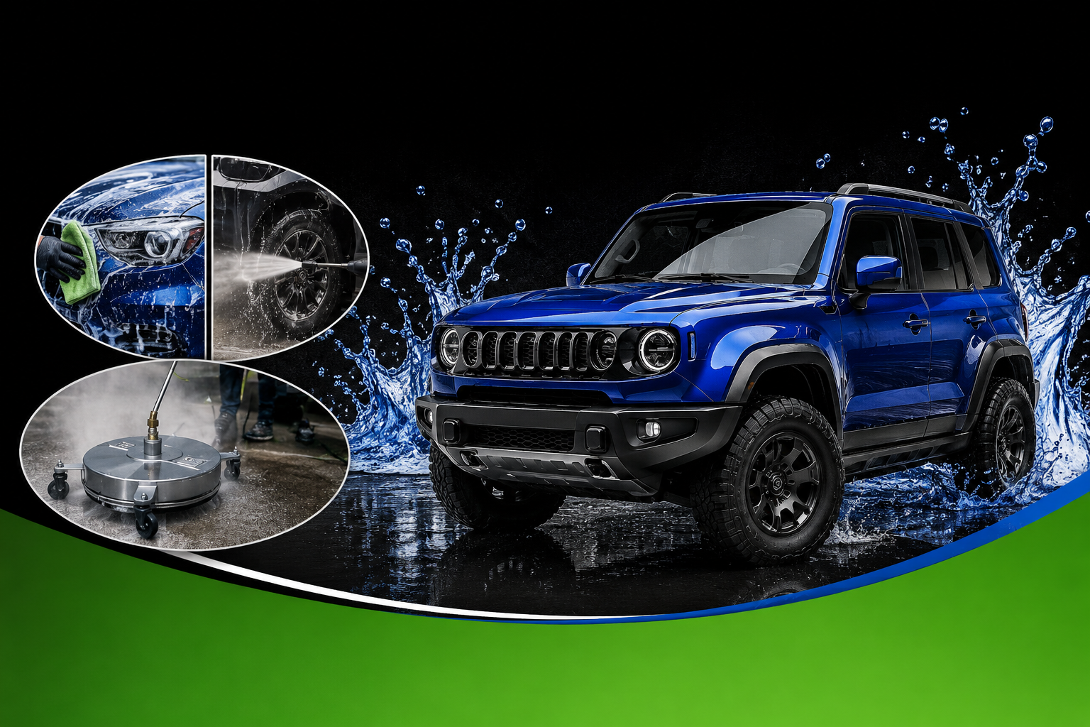 Blue SUV showcasing professional auto detailing and exterior cleaning services.