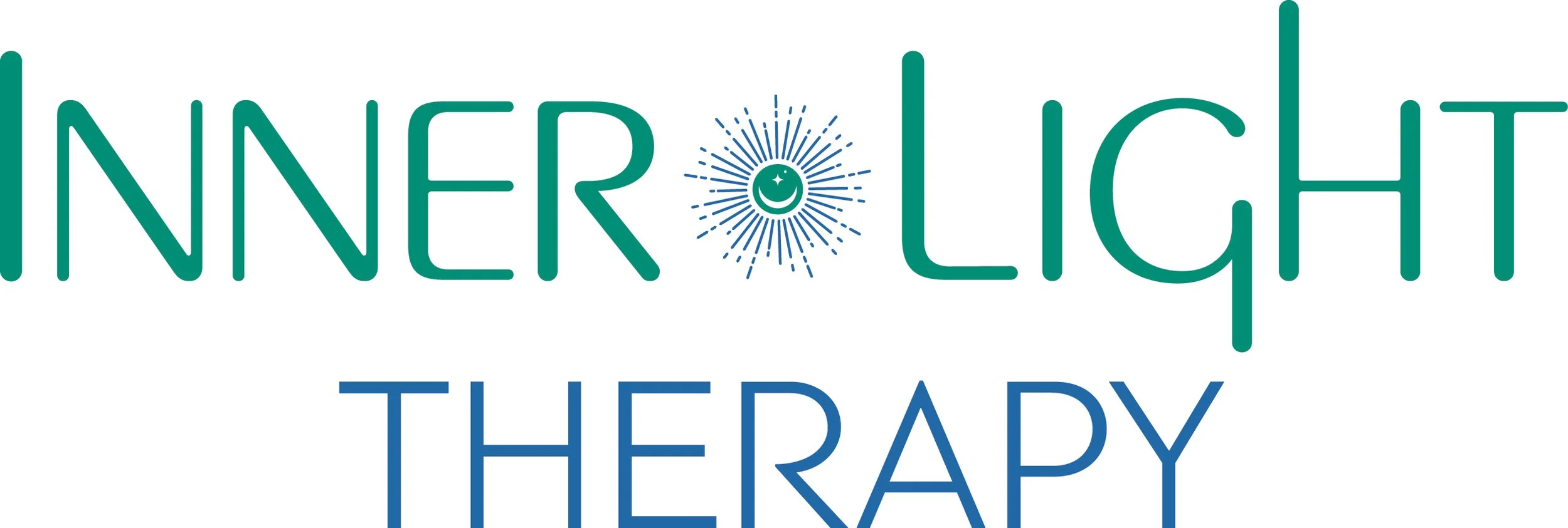Inner Light Therapy logo with stylized sun, moon, and star symbols.