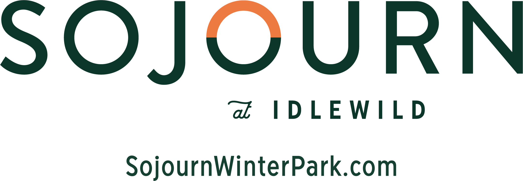 Sojourn at Idlewild winter park logo with stylized text and website URL.