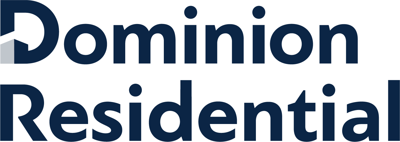 Logo of Dominion Residential with a stylized house icon.