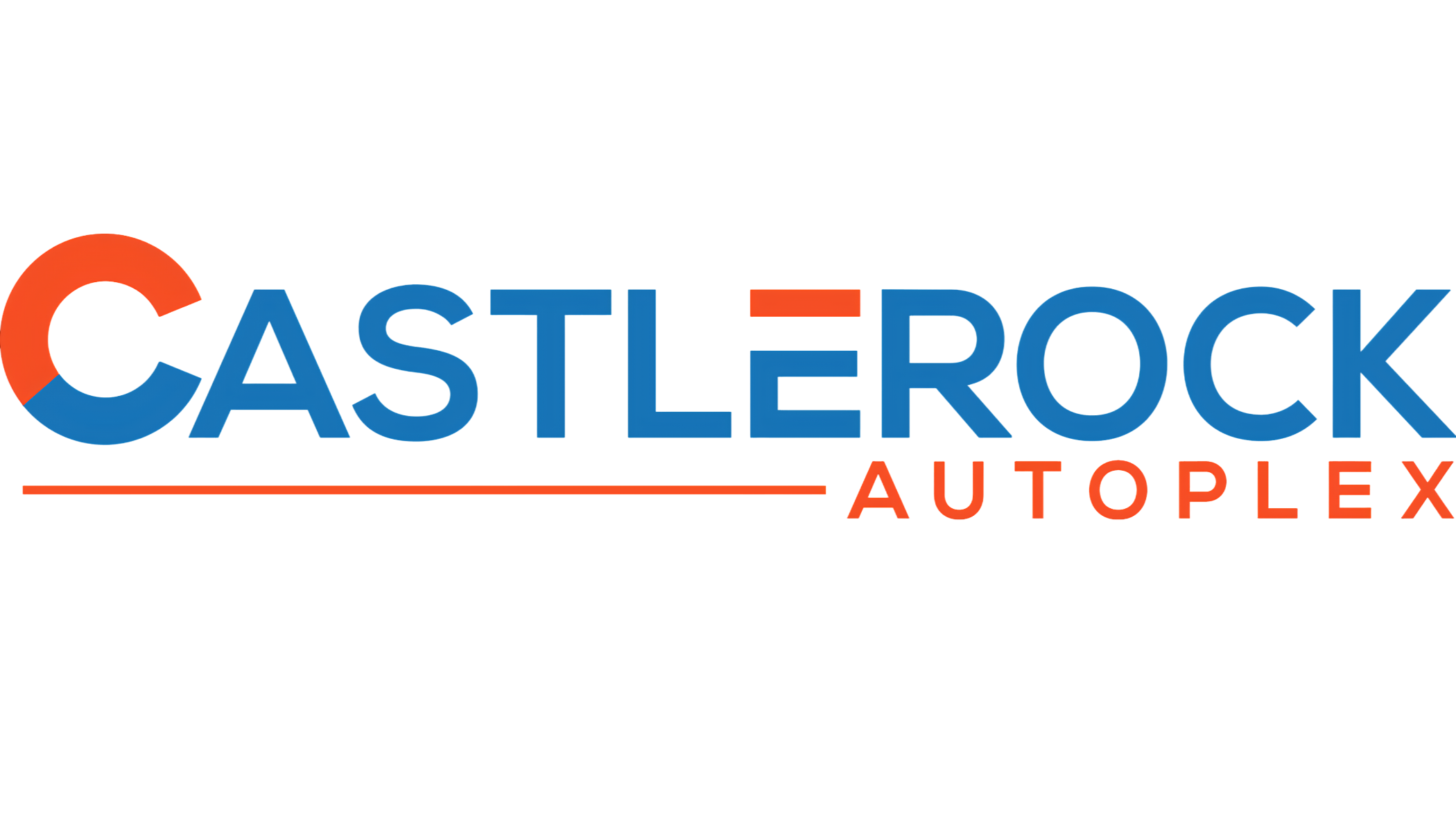 Logo of Castle Rock Autoplex with a stylized orange and blue circular design and the text 'CASTLE ROCK' in blue and 'AUTO PLEX' in orange.